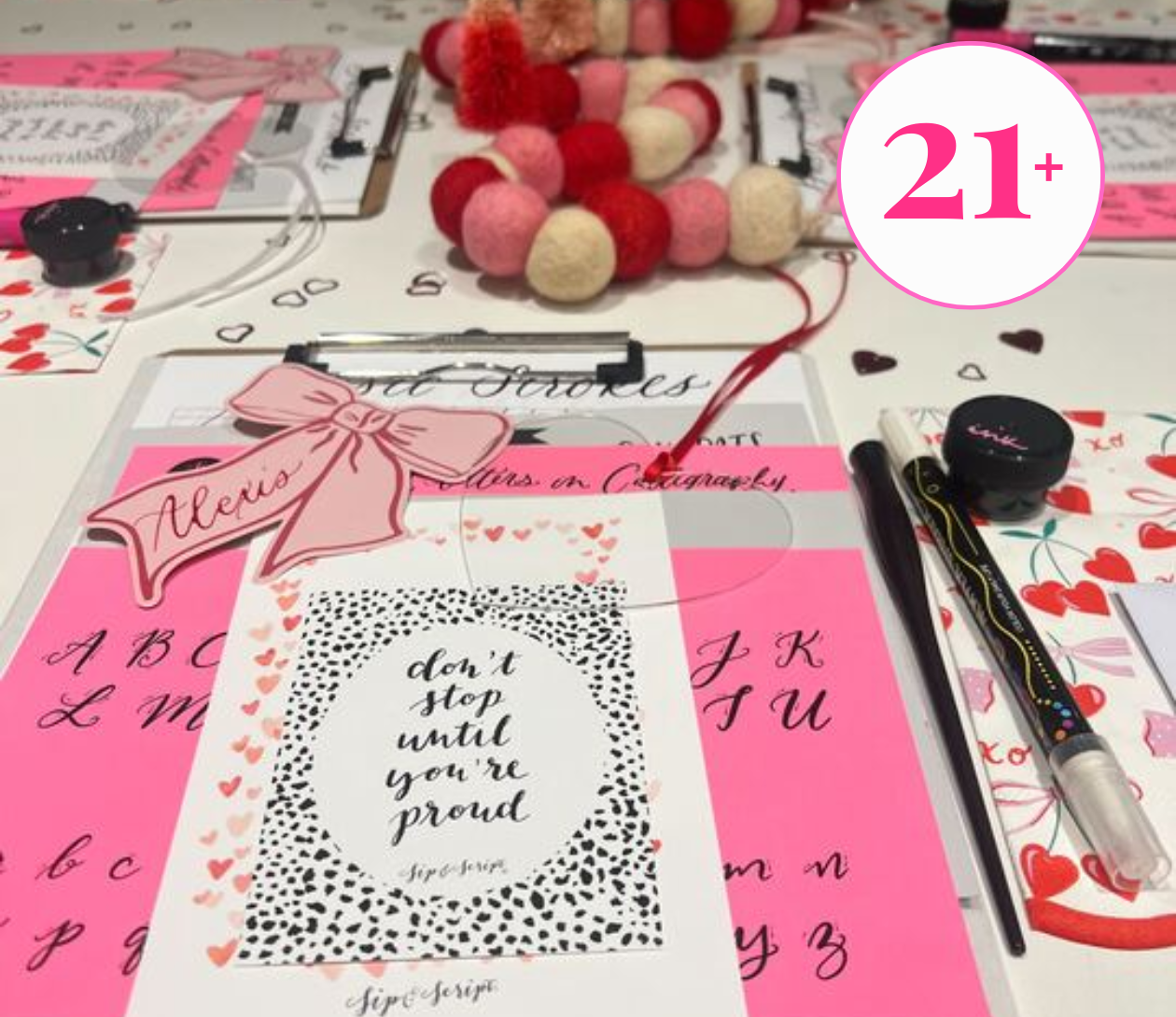 Valentine’s/Galentine’s Modern Calligraphy for Beginners at The Library Wine Bar (21+)